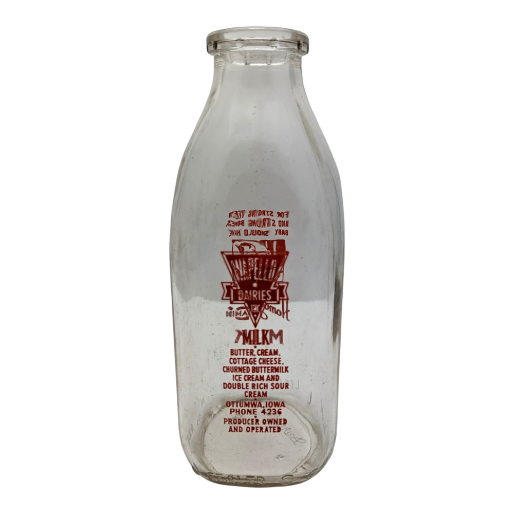 Wapello Dairies Ottumwa Iowa Vintage Quart Milk Bottle Baby W/ Bottle c. 1949 - Picture 9 of 12